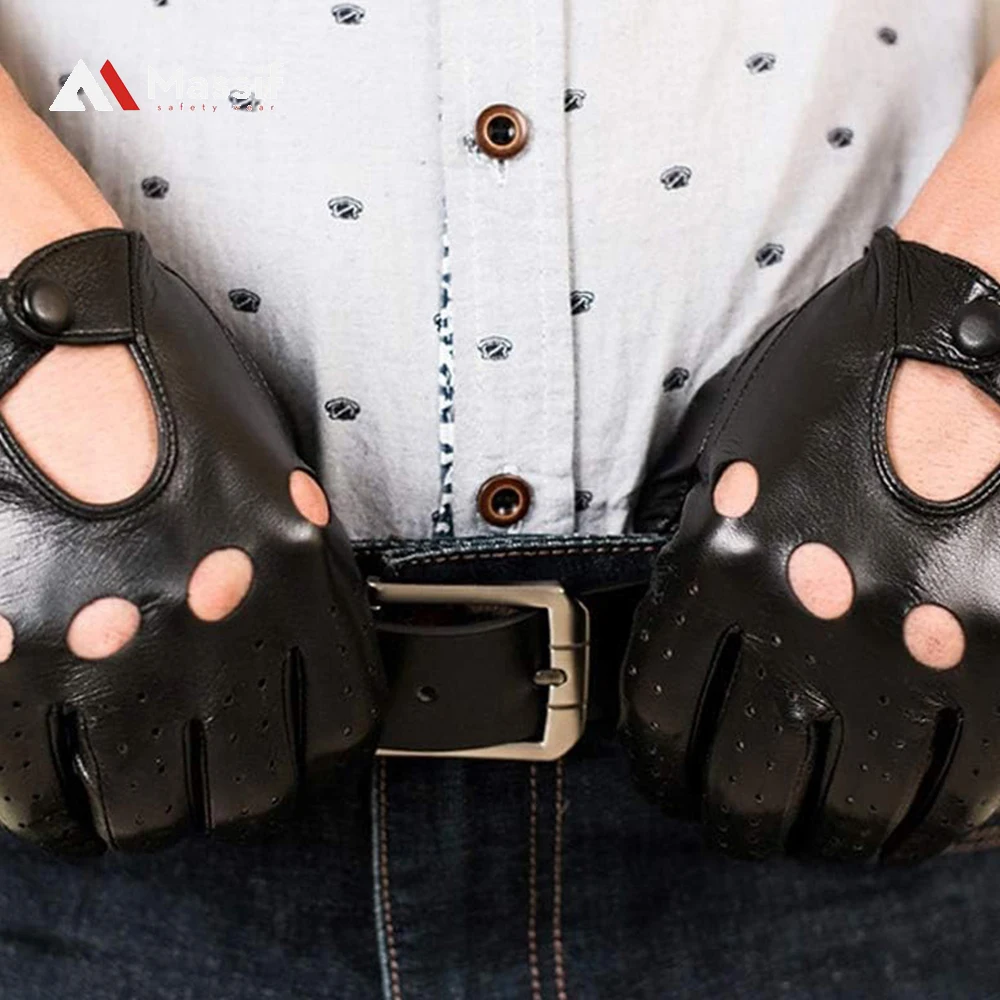 Industrial Double Palm Goatskin Grain Leather Driver Gloves, Keystone Thumb, Work Gloves Grain Leather Driver Gloves