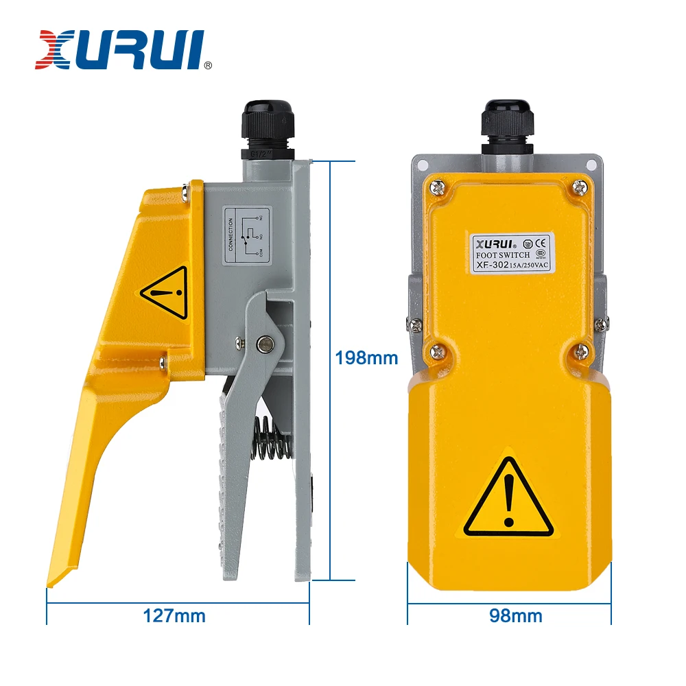FS302 Single industrial footswitch 1NC1NO 15A 125VAC
