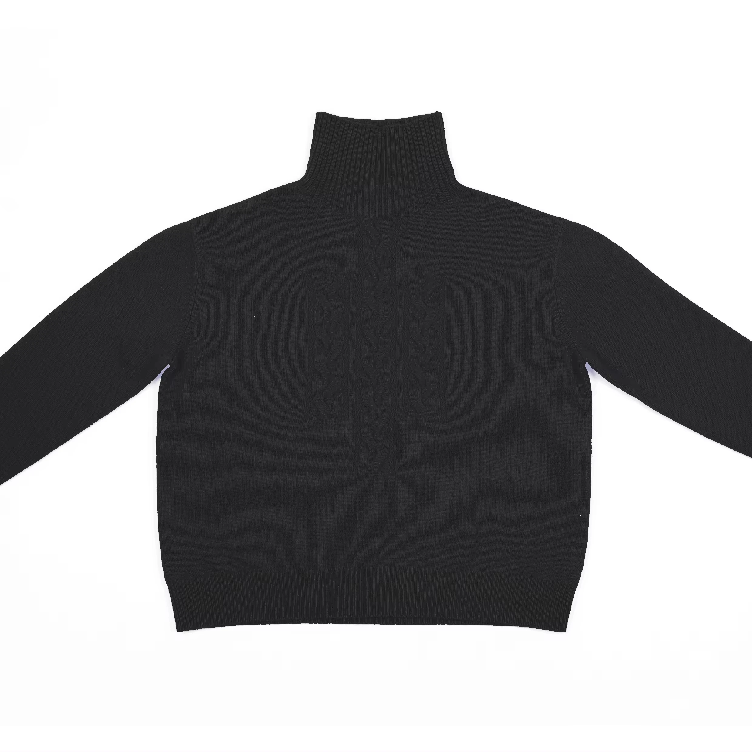 ODM OEM  women loose-fitting long sleeves high collar pullover cotton cable ladies knitwear sweater