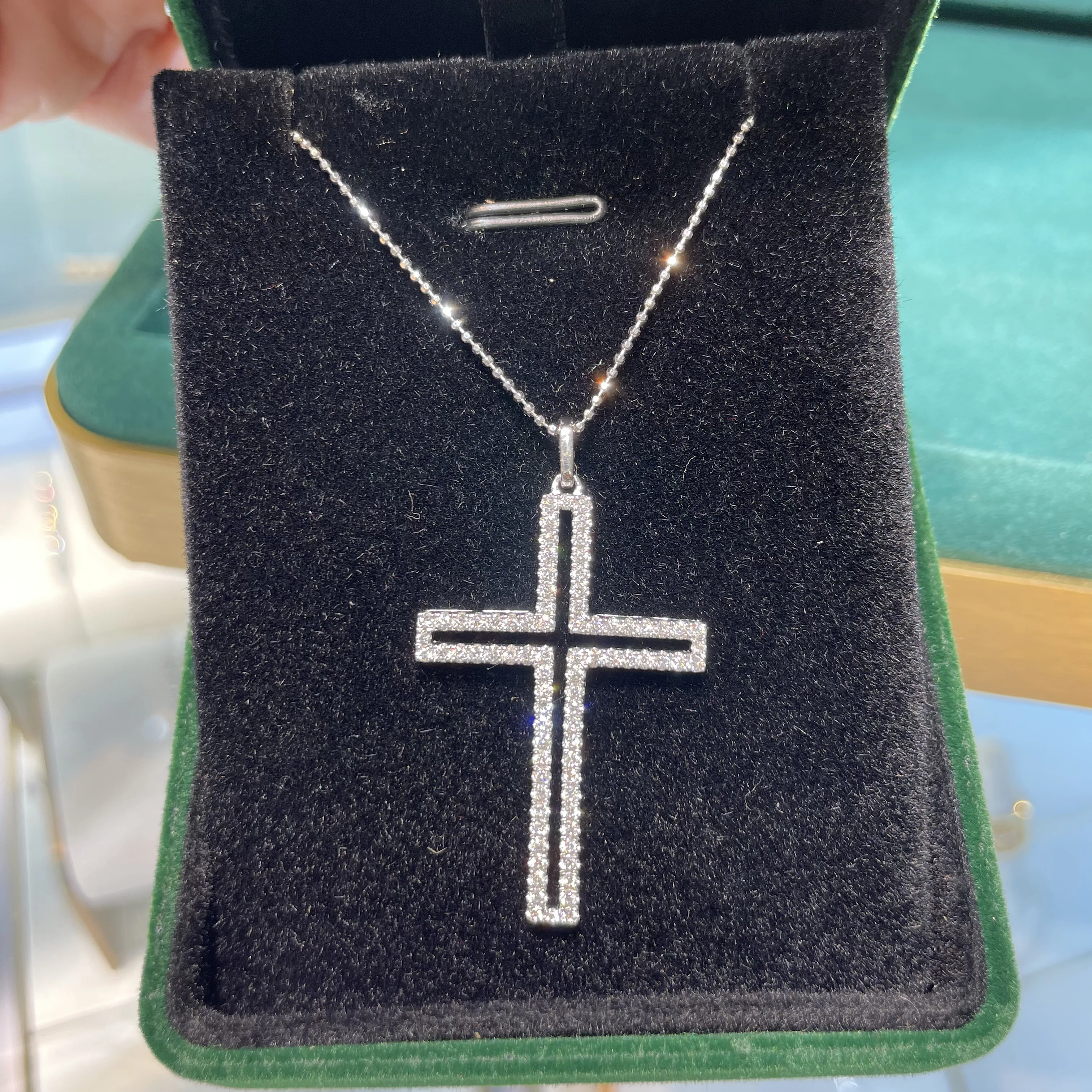 OEM женские ювелирные изделия 925 стерлингового серебра 18k золото вечность Бриллиант Крест очарование 750 белое