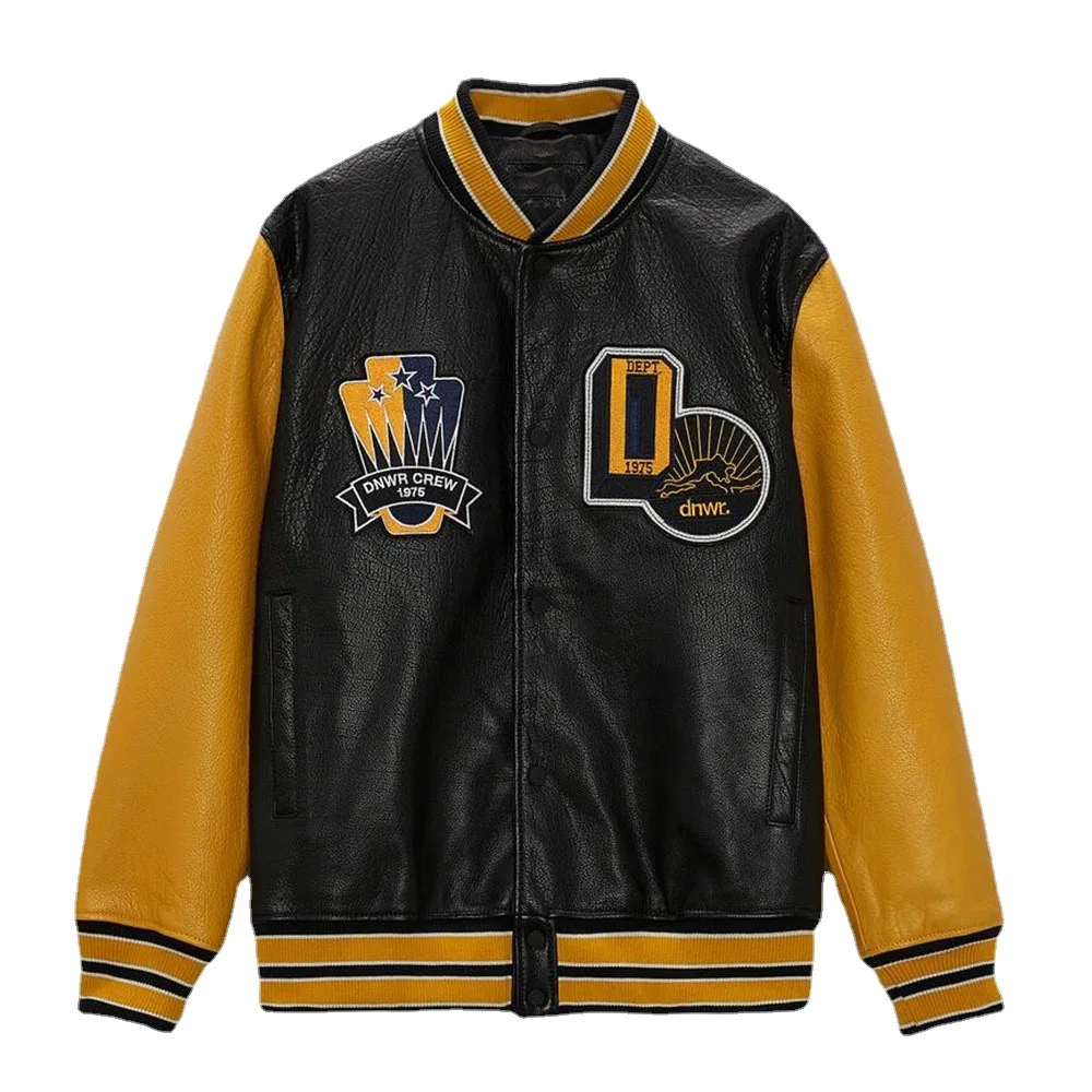 Custom Design Chenille Patch 3d Logo Leatherman Varsity Jackets Pu Leather Varsity Jacket Men
