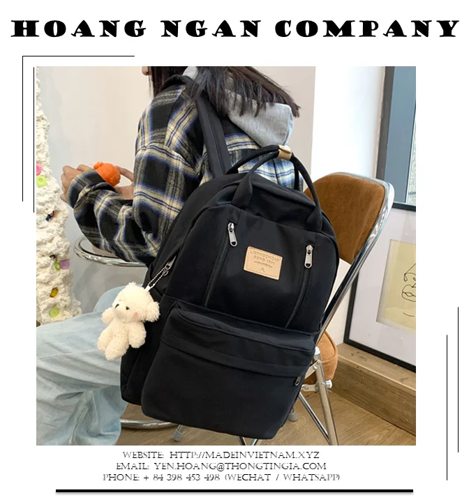 Vietnam High Quality Women Backpack Youth Waterproof Backpacks for Teenage, Shoulder Bag Bagpack Canvas School Bags