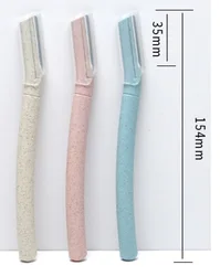 Hot Sell eco-friendly Wheat Straw Long Portable Women Eyebrow Razor Japanese Stainless Steel Blades Facial Eyebrow Razor