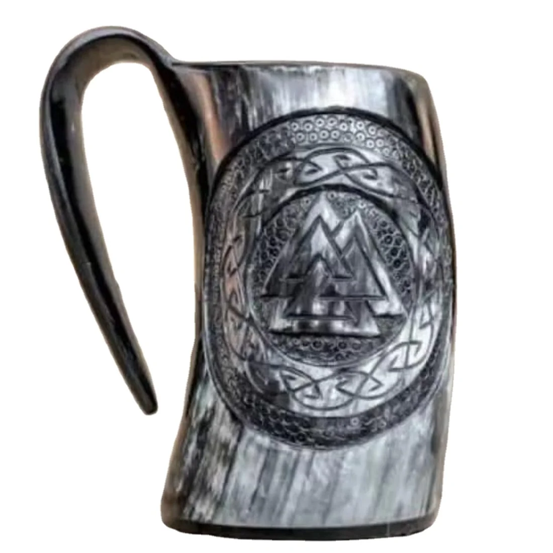 100% Natural Moscow Mule Engreving Viking Horn Mug With handle Premium Graded Animal Horn Handmade Crafts Drink-ware Kitchen