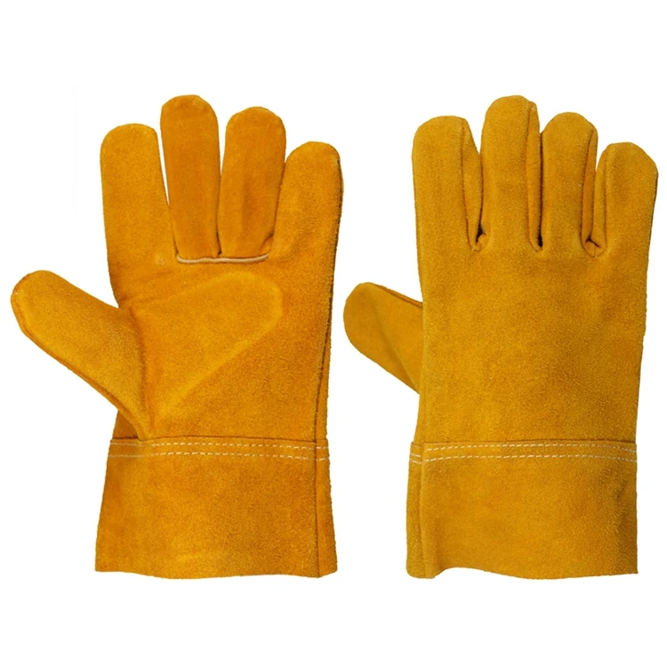 Hot sell heavy duty cow split leather construction work leather gloves for hand protective labor safety gloves