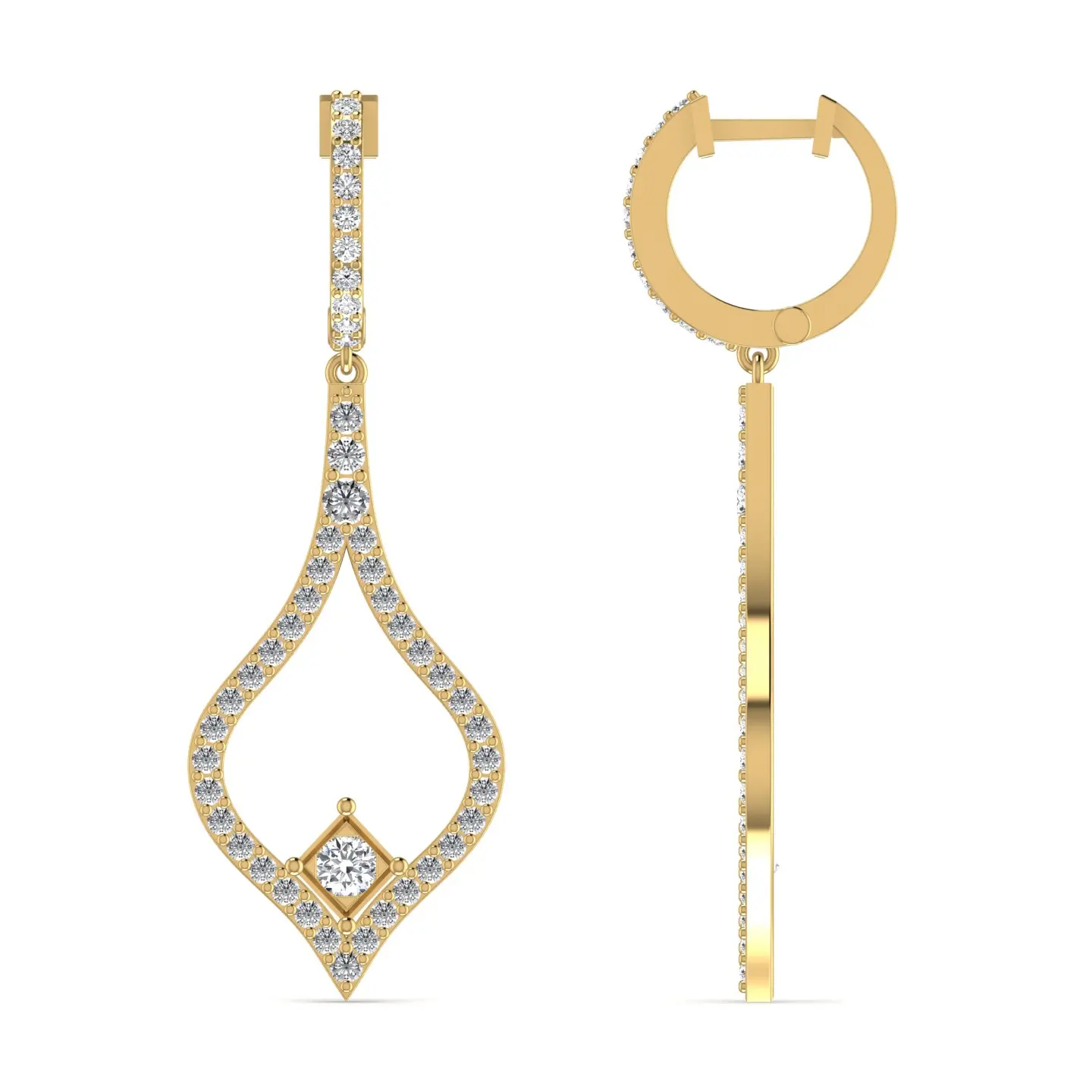 Delightful 14kt Solid Yellow Gold Fine Jewelry Long Dangle Drop Earrings with Natural Diamond Pearl Engagement Gift for Women