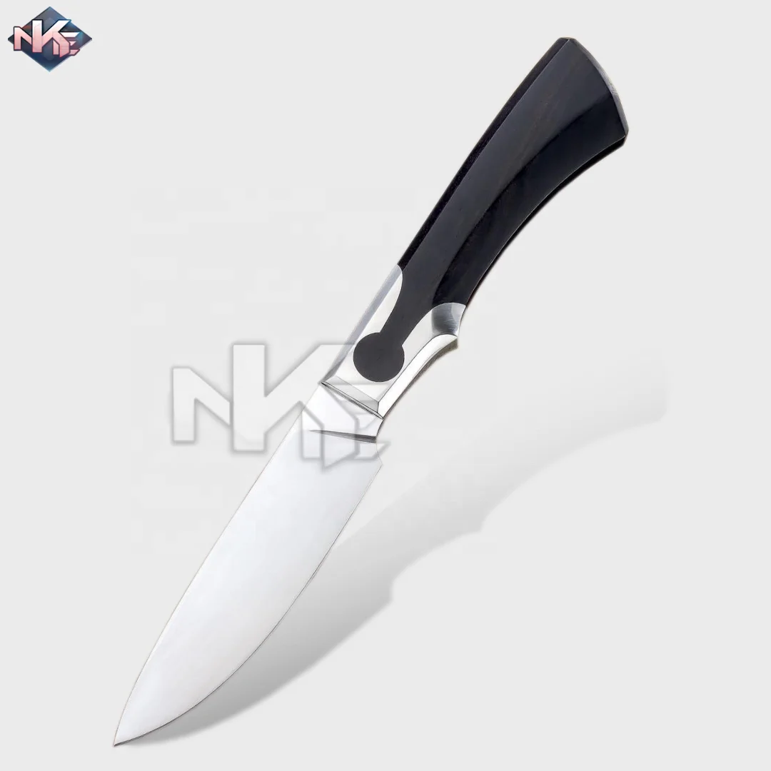 Fixed Blade Knife High Carbon Steel Hunting Knife with G10 Handle and Cow Hide Leather Sheath