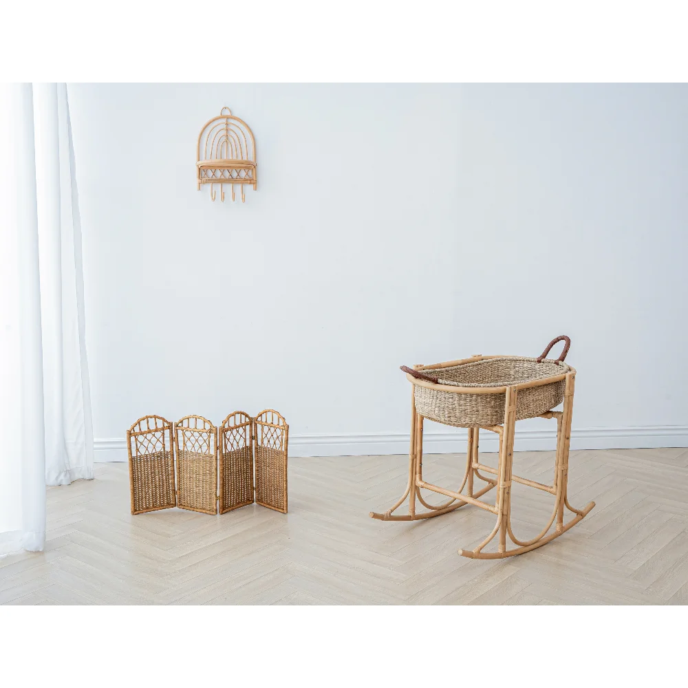 Newest design hot sale rattan wall hanging shelf decor natural color made in Vietnam