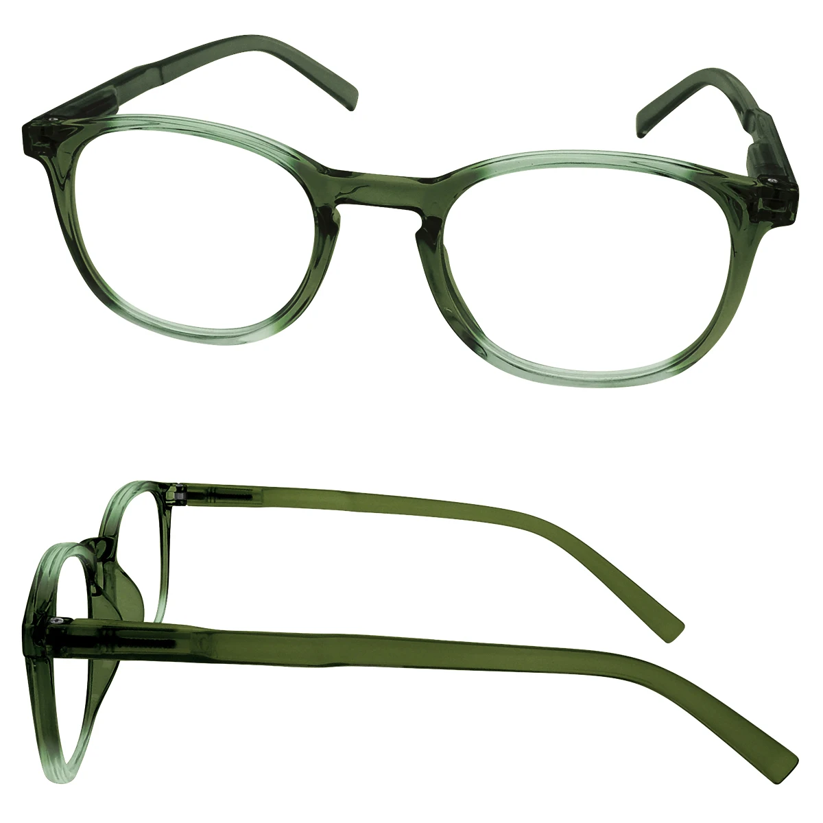 Hot Sale Retro Round Vintage Gradient Green Color Spectacle Frame Reading Glasses