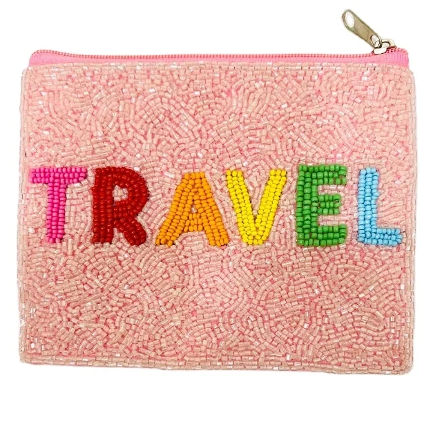 2022 Lowest Price Hot Selling Indian Handmade Acrylic Beaded Quilted MOM Design Mini Coin Purse Pouch for Women