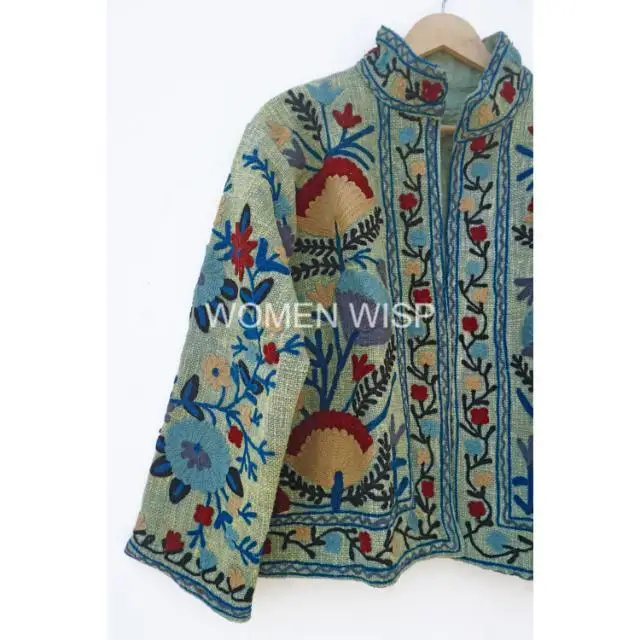 Best Quality Hand Embroidery Cotton Suzani Jacket  Winter Wear Coat Womens jacket Suzani Short TNT Fabric Jacket