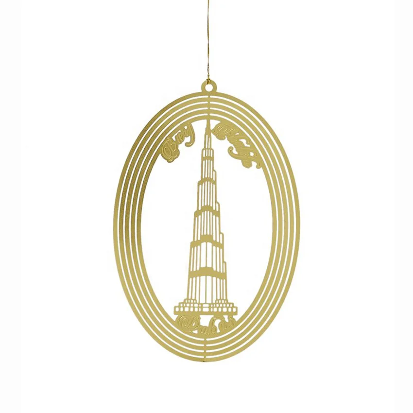 Customized Metal Rotation Wind Spinner Chimes Catcher Hanging Garden Ornament Golden 3d Brass Ornaments For Christmas