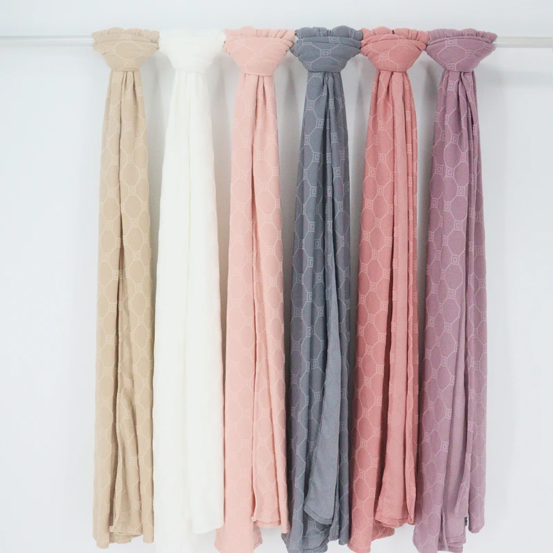 Сдержанный Модный Эластичный хиджаб мусульманские женские текстурированные шарфы из джерси с логотипом шали жаккардовыми шарфами ручной работы