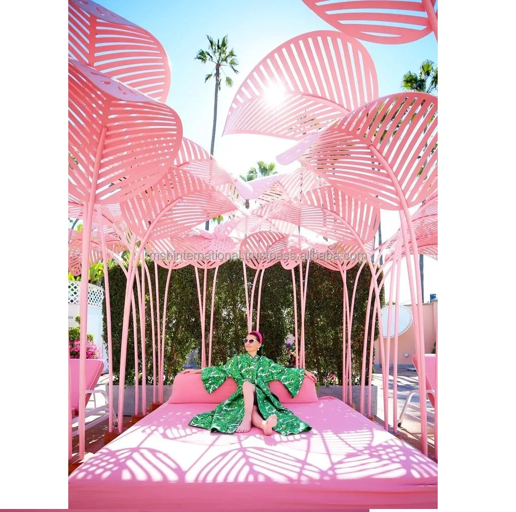 Banana Tree Leaf Iron pink Wedding Arch Screen Retrectable Flower New There Are 3 Different Styles Differing by Number of Leaves