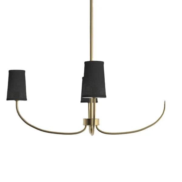 Gold Coated Black Fabric Chandelier Hanging Light Pendant Premium Quality Miodern Design Elegant For Lighting Decor Usage
