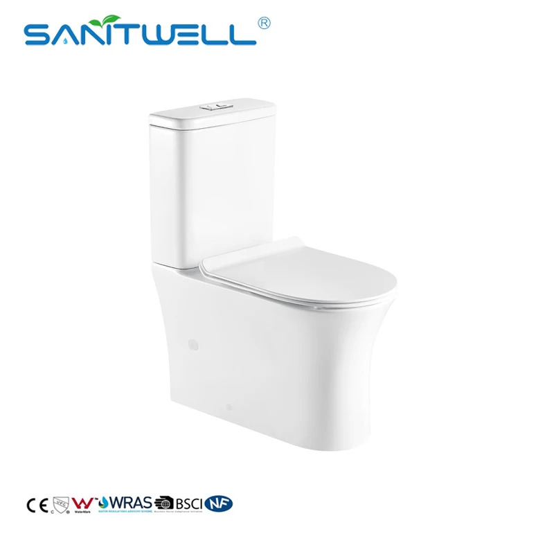 Chinese Ceramic Two Piece Toilet White Color Floor Mounted Close Coupled Commode Product Go to Bathroom