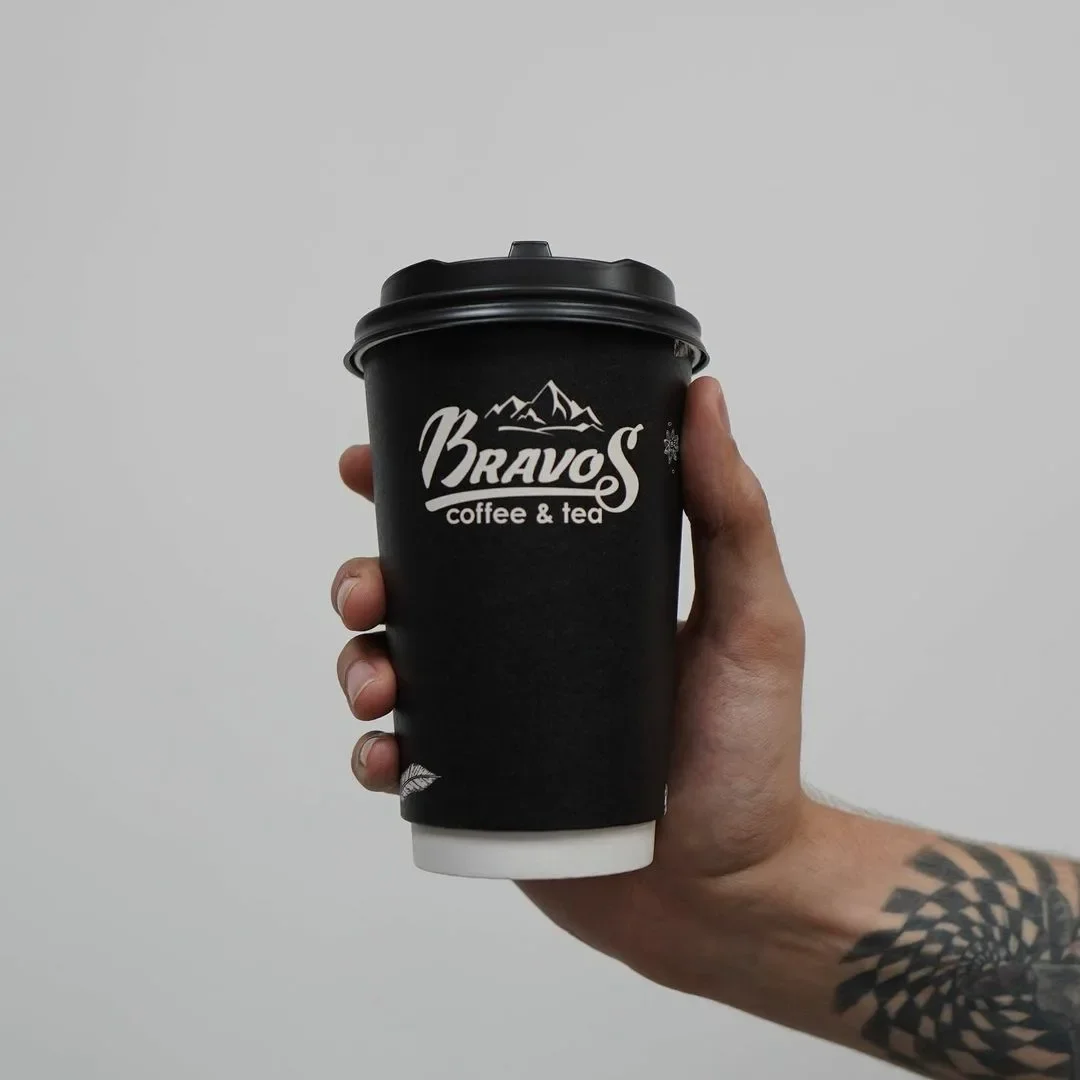 Matt Printing Heat-insulated Double Wall Hot Drinking Disposable Paper Coffee Cups with Lid Single Tea Cup Tea Sets 4 - 24 Oz