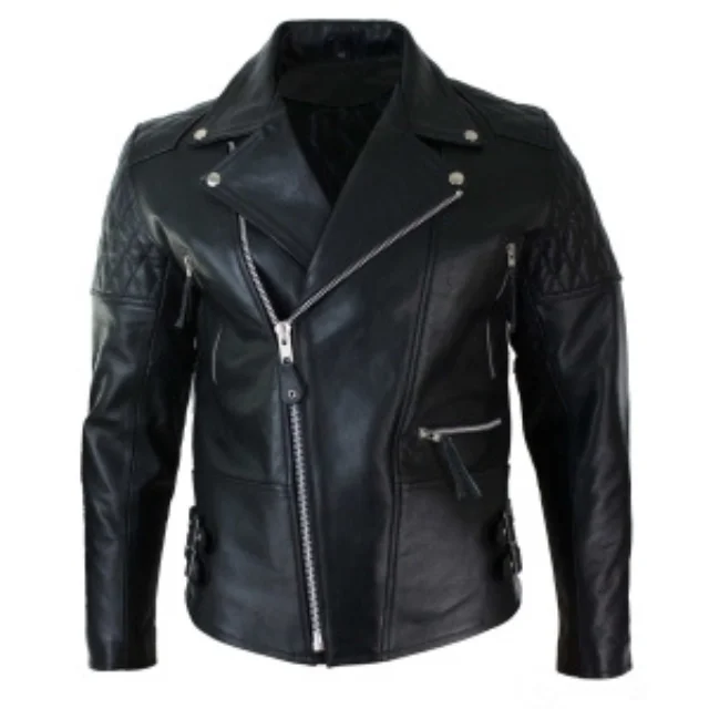 Custom High Quality Sheepskin Leather Biker Jacket for Men Zip-Up Winter Clothing Plus Size Motorcycle Jacket