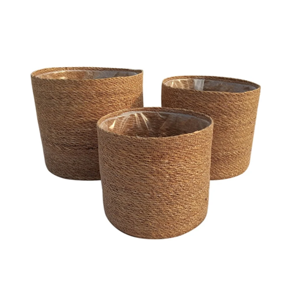 Decorative Handmade seagrass flower basket for home decoration luxury gold wedding by wholesale price