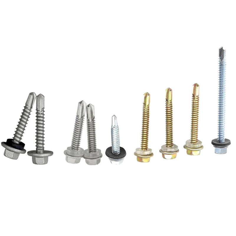 Zinc Plated Carbon Steel Stainless Steel 304 Full Thread Half Thread Hex Washer Head Self Drilling Screw For color steel tile