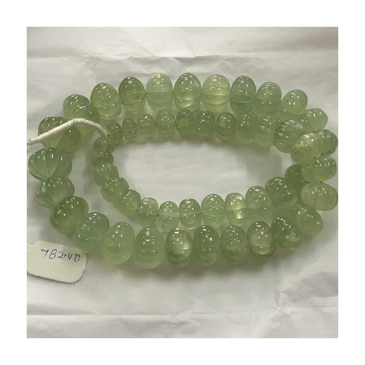 High Quality Natural Prehnite Stone Carved Melon Shape Loose Beads Wholesale in Best price From India Manufacturer And Exporters