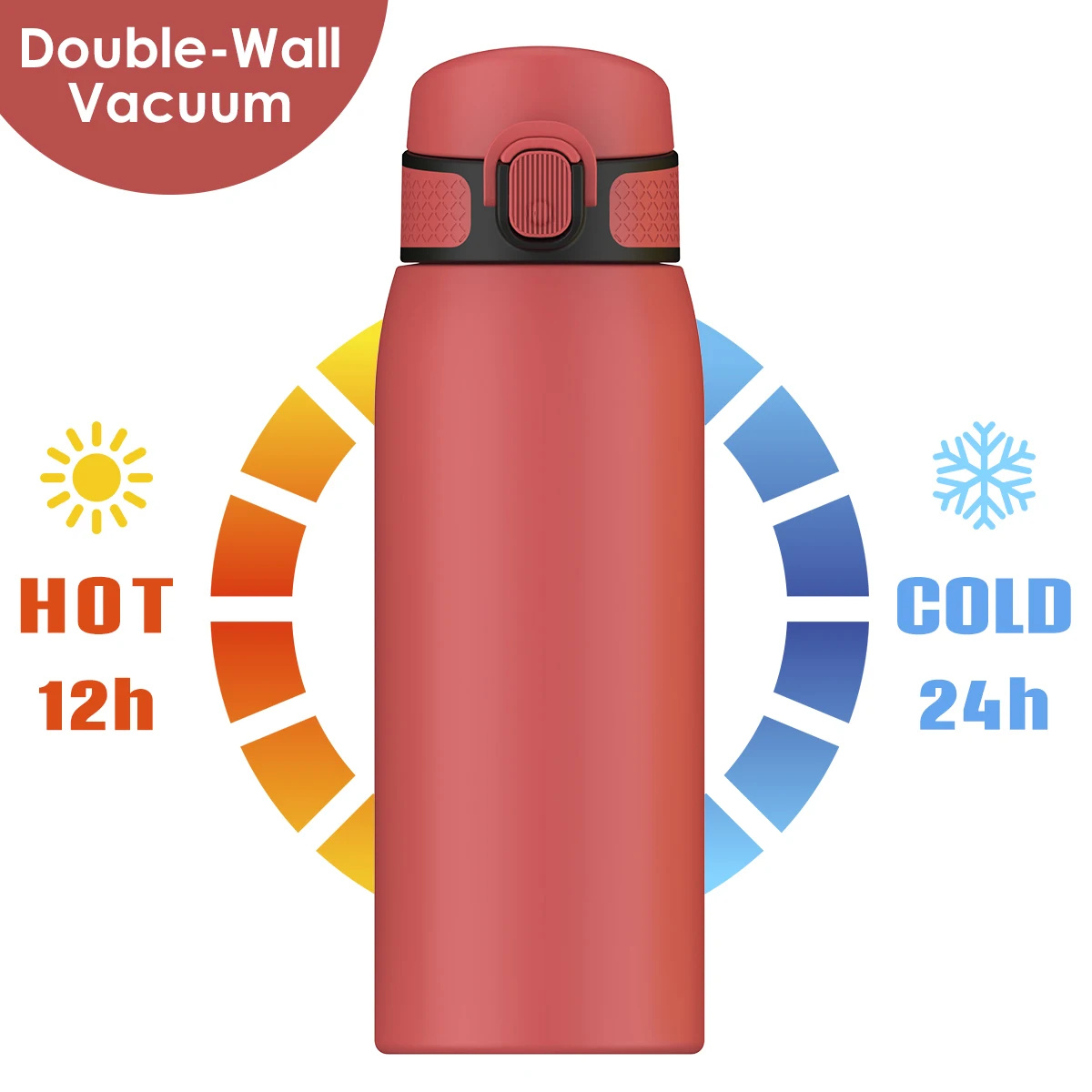 Classic Portable Hoop 550ml Powder Coated Vacuum Single Color Double Wall Stainless Steel Stock Vacuum Thermos