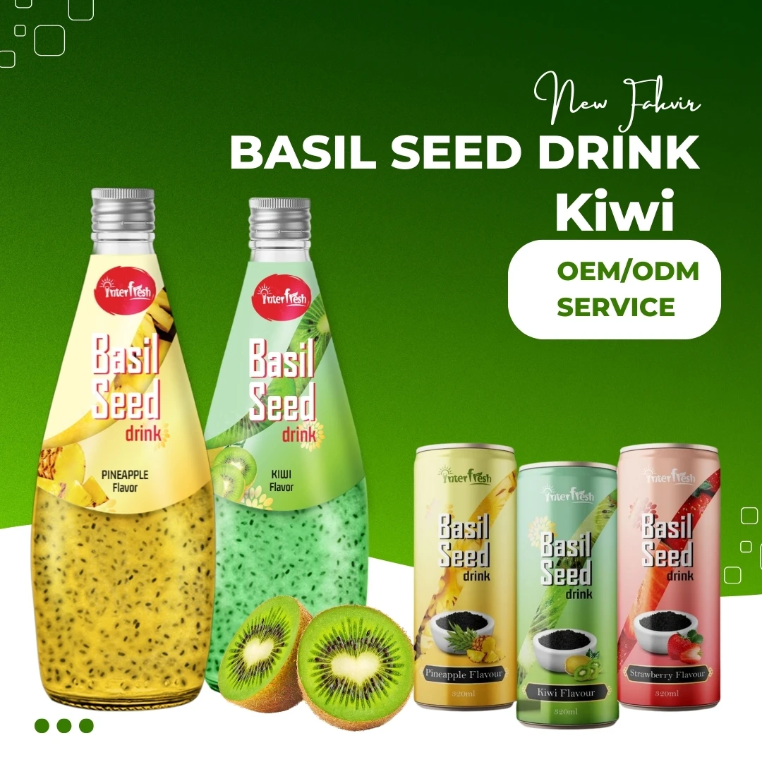 High Preimum 290ml Basil Seed Drink With Mixed Fruit OEM Beverage Manufacture in Vietanm Tropical Basil Seed Juice