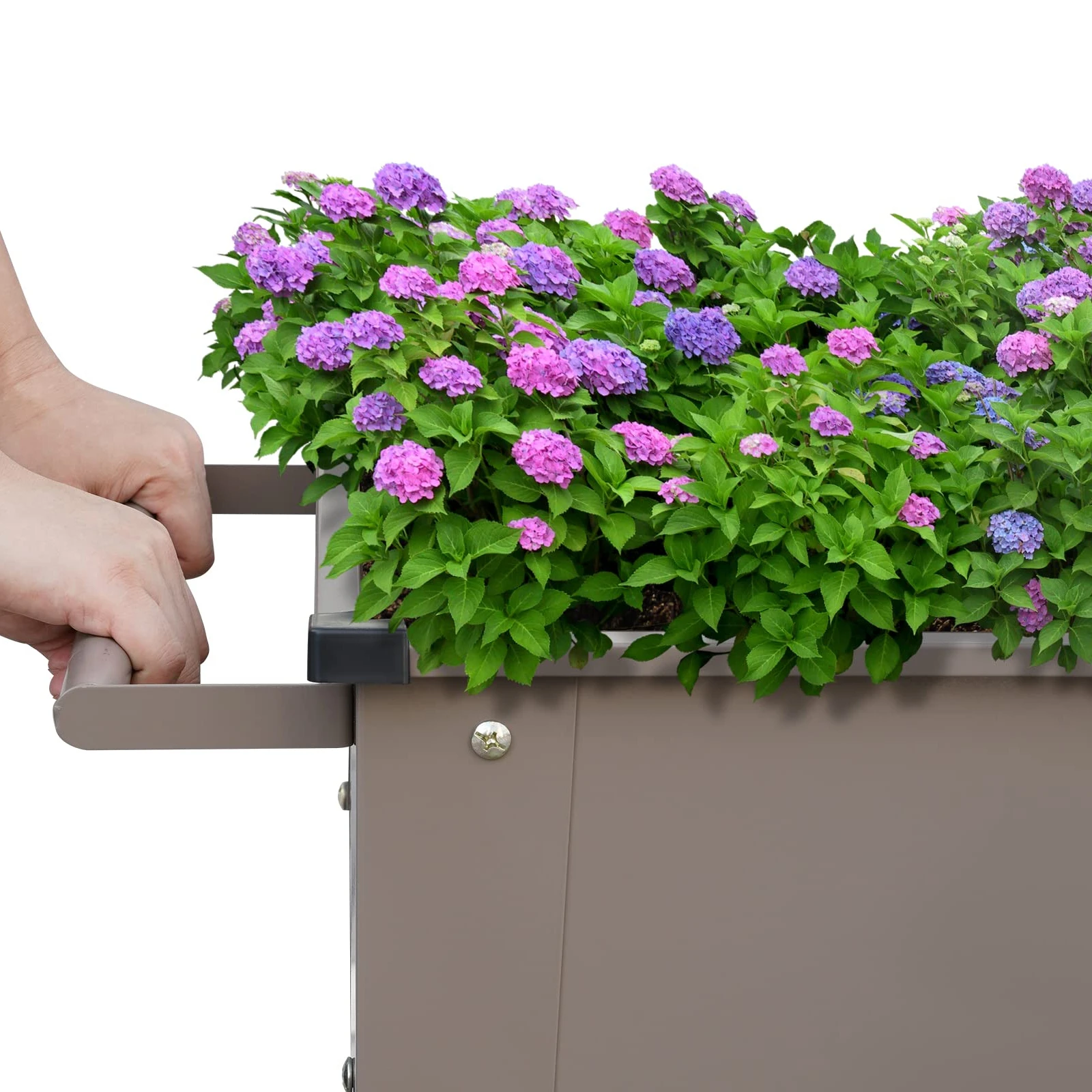 Большая посадочная поднятая садовая кровать с ножками, уличная металлическая посадочная коробка на колесах