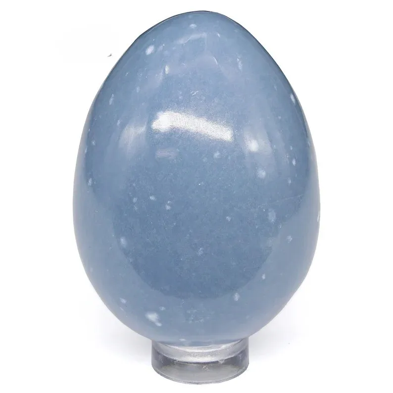 High Quality Angelite Egg Agate Quartz Healing Crystal Eggs Natural Stone Yoni Eggs Figurine Decorative Carved Stone Folk Art