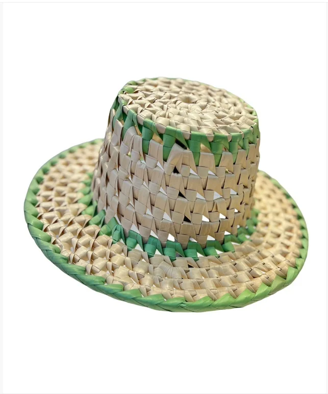 Unisex Round-Brimmed Straw Boater Hat with Pattern Comfortable Summer Sun Protection Convenient Design-for Beach Sports Fishing