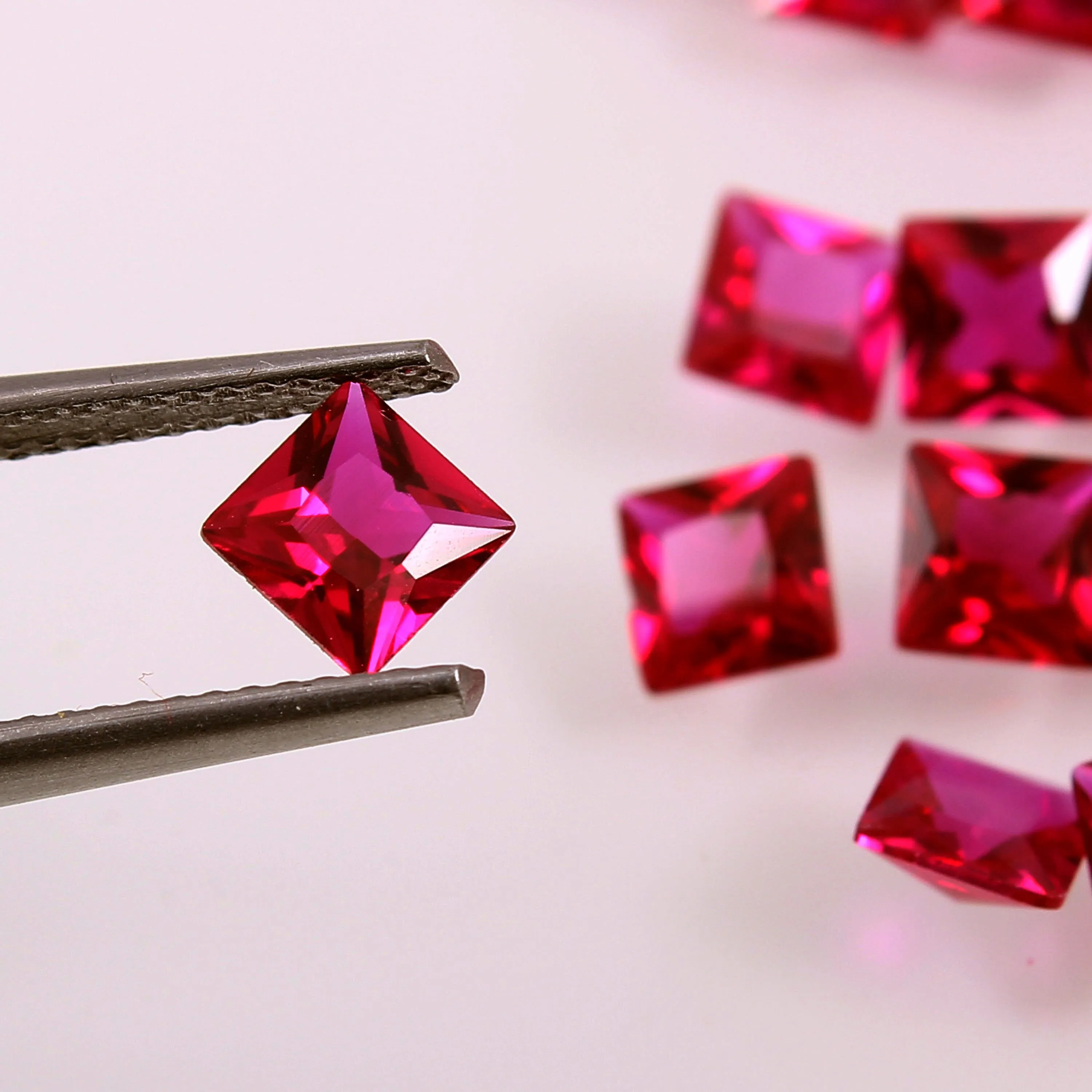 Lab Grown Top Quality Pink Ruby Square Shape Making Jewelry for Her Ring and Necklace Calibrated Size Available 5mm to 25mm