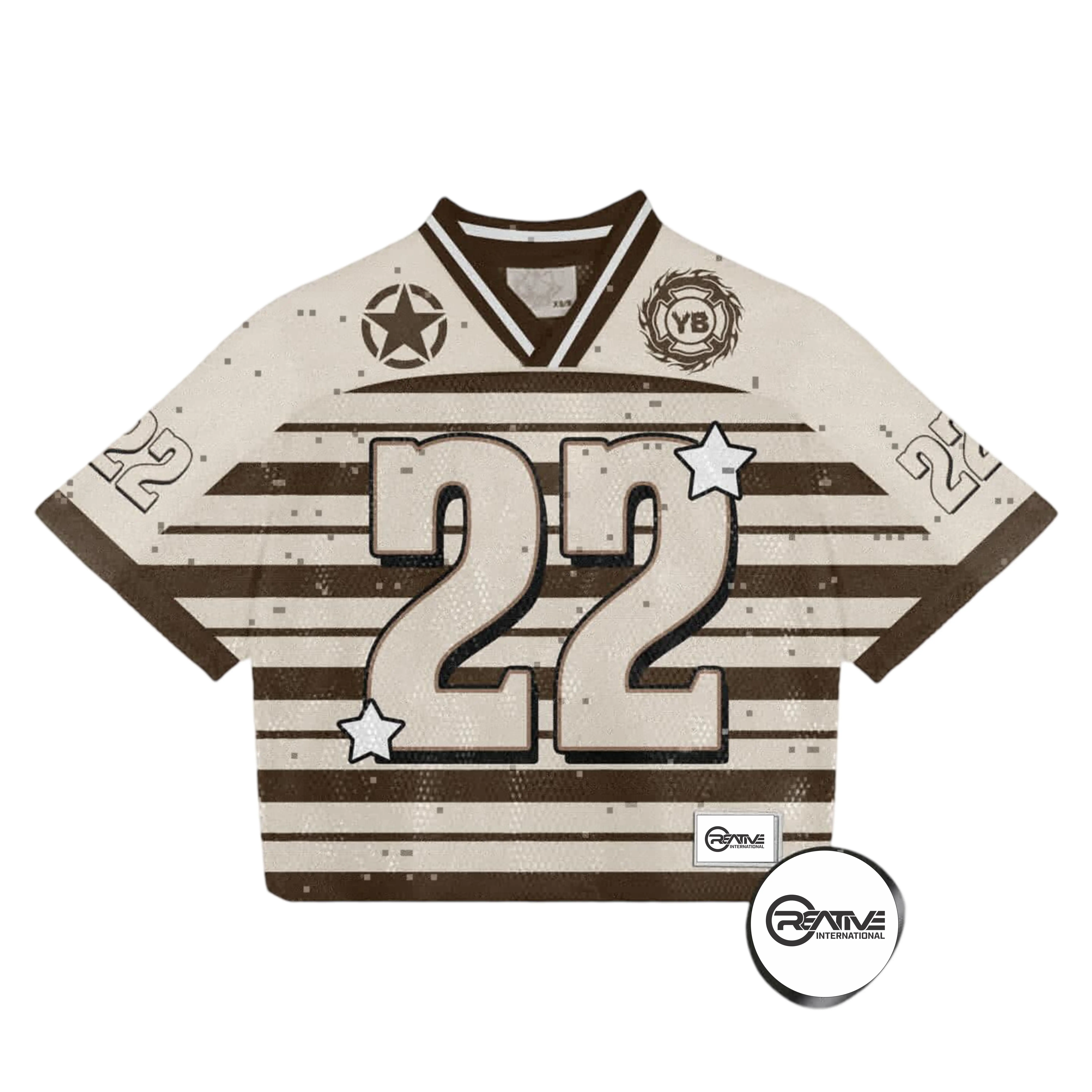 fashion ribbed neckline football jersey boxy fit athletic mesh jersey