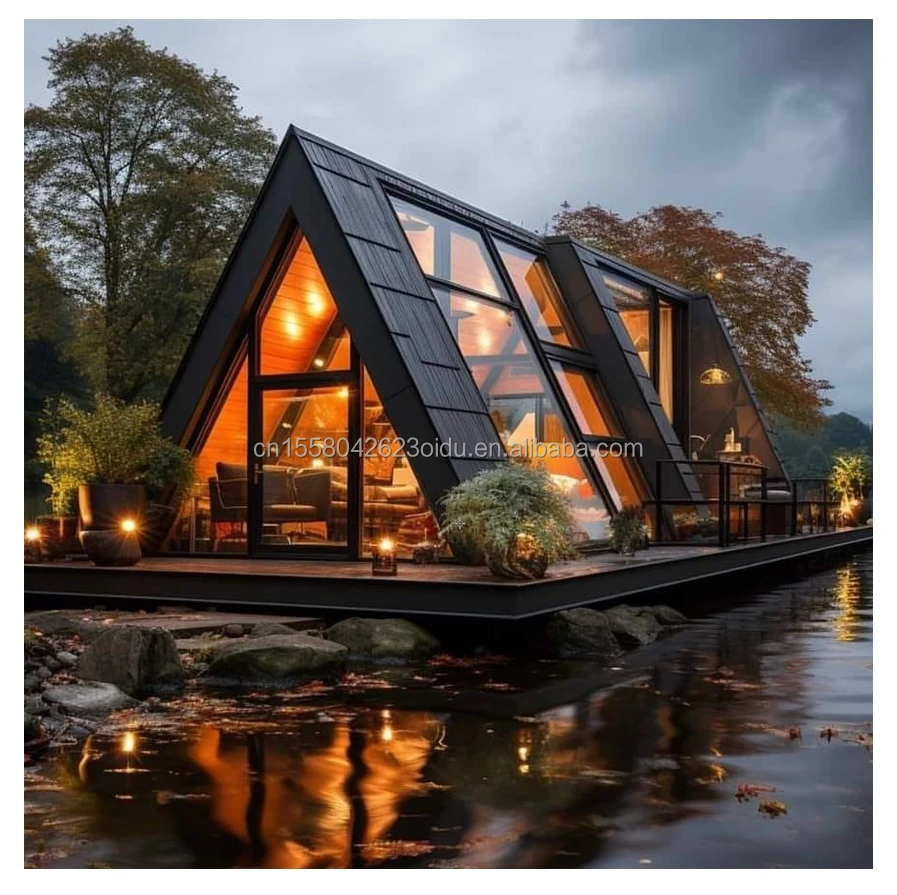 EU Prefabricated Modern Triangular Wooden House with A-Shaped Steel Structure Frame Room for Hotel Applications