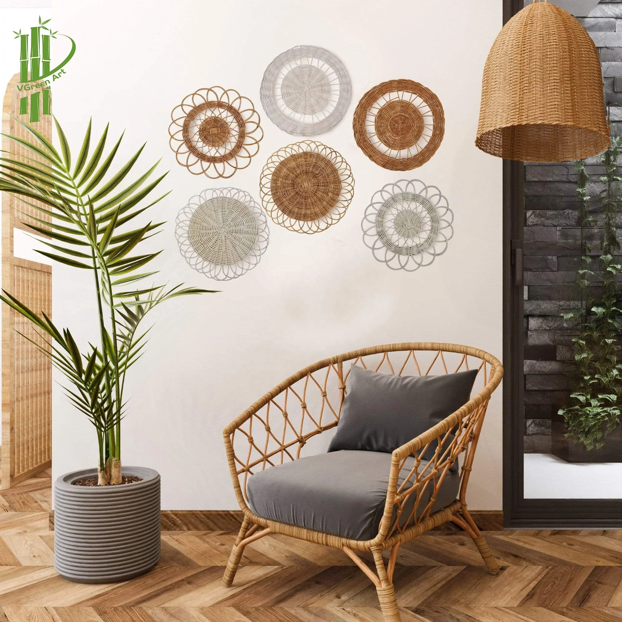 BEST SELLING PRODUCT rattan charger plates flower shape woven placemats bamboo coaster plate wall decor home decorations art