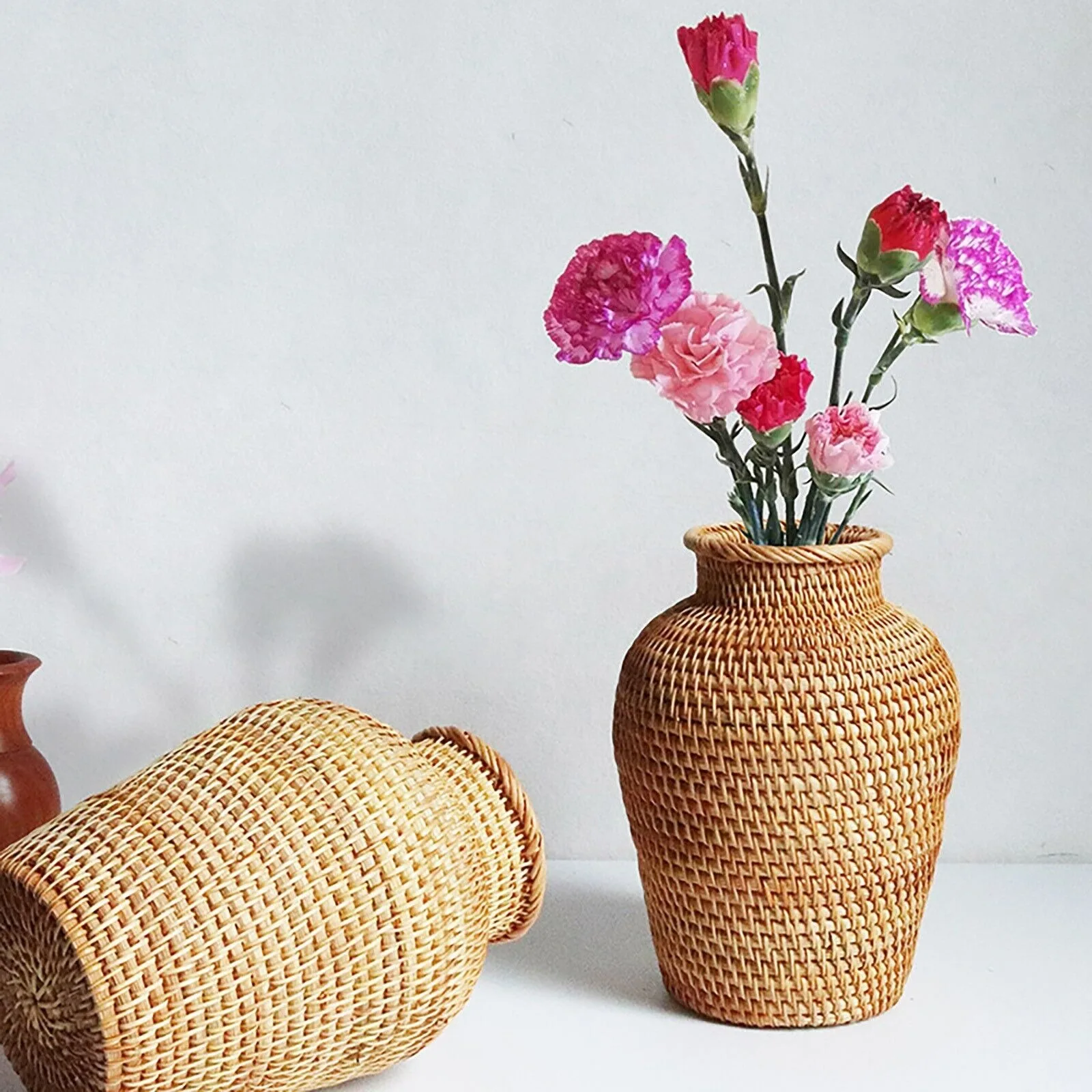 Simple Style Rattan Flower Vase Handmade Decorative Small Vase For Home Wholesales made in Vietnam