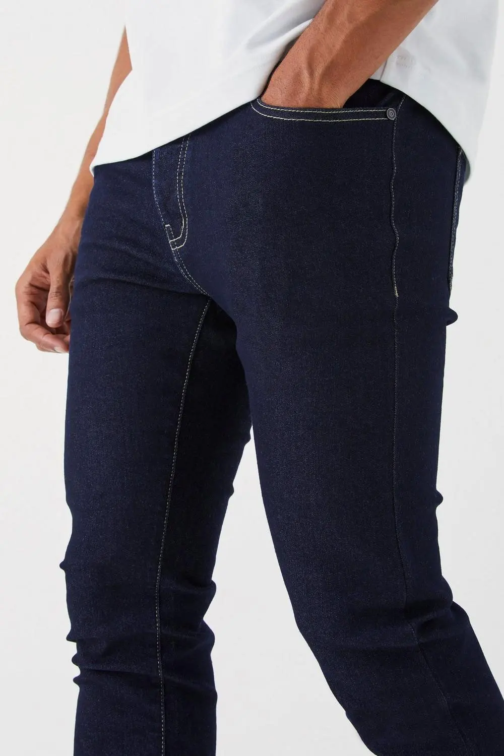 Wholesale Customized High Quality Navy Blue Skinny Stretch men jeans
