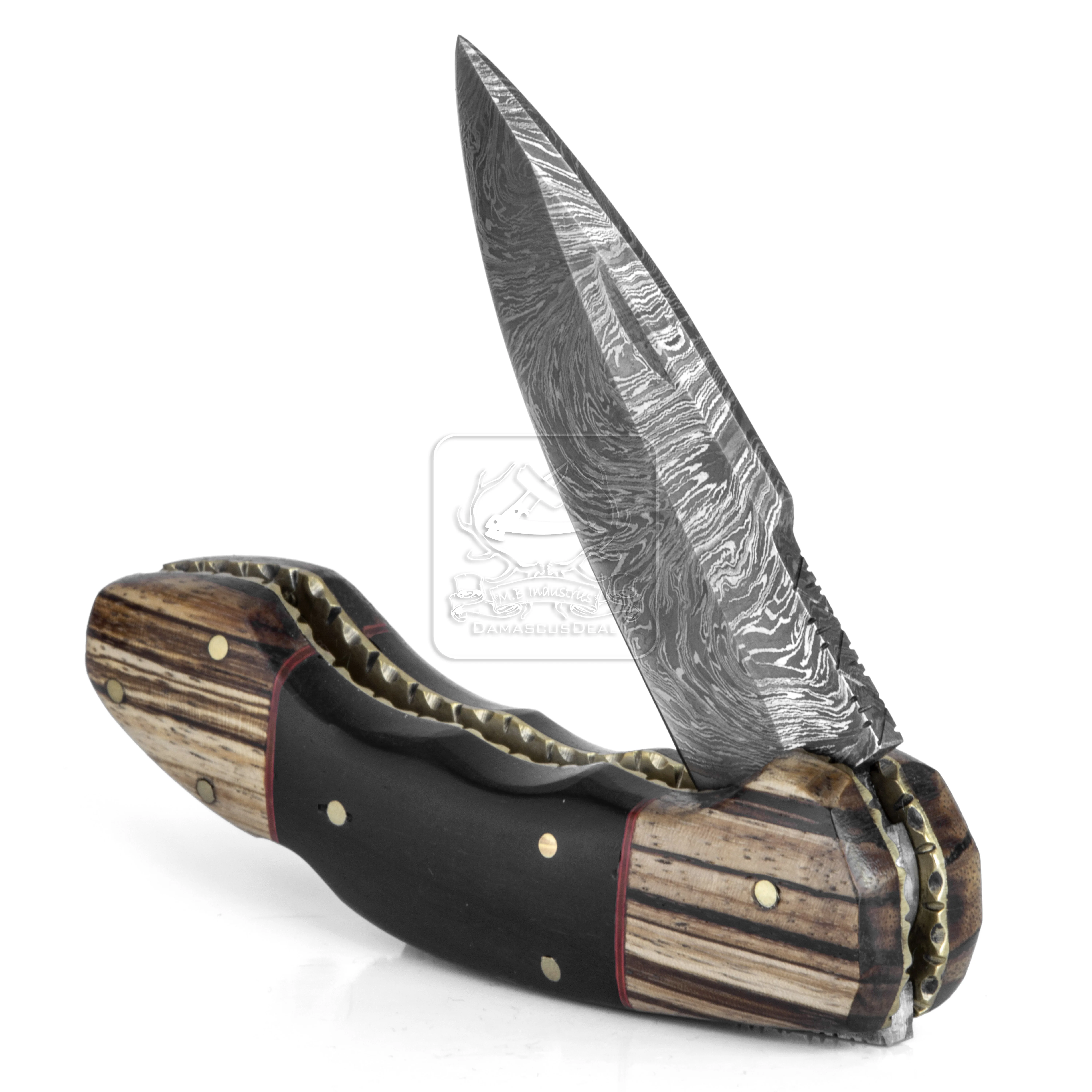 Damascus Steel Folding Knife DD-FK-669 Ebony Wood Pocket Knife Outdoor Survival Hunting Knife Multi Tool Bushcraft Camping