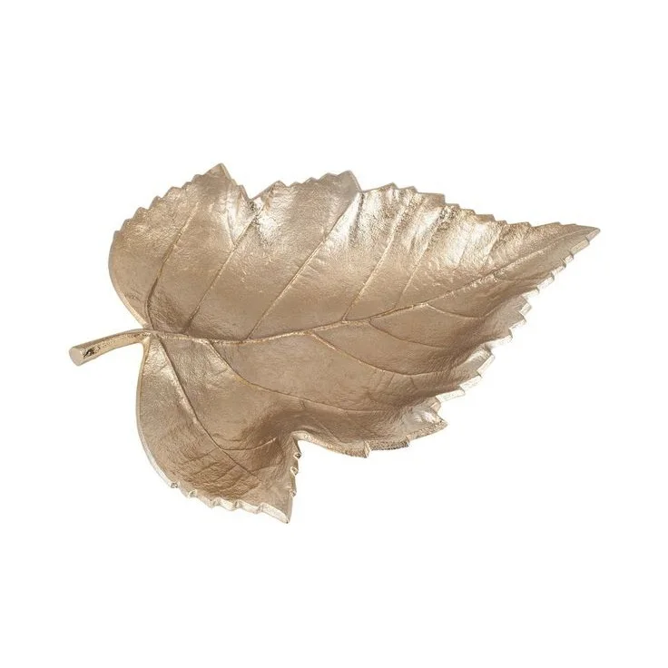 Simple Shiny Large Banana Leaf Design Aluminum Tray for Hotel and Home Use