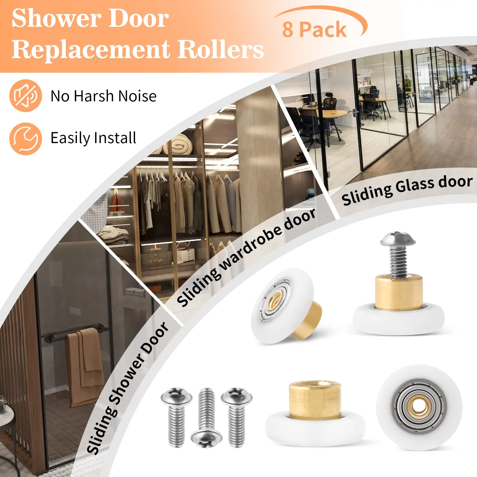 Hydrorelax Shower door roller replacement bathroom tray glass sliding door pulley strong load bearing capacity super silent