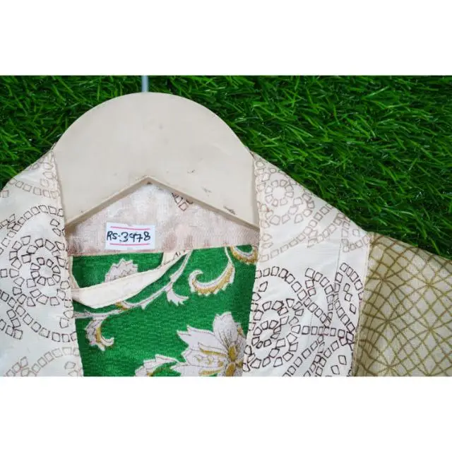 Women Vintage floral Silk Saree Casual Kimono Hippie Sari Bohemian Nightgown Women Beach Wear Sexy Silk Kimono