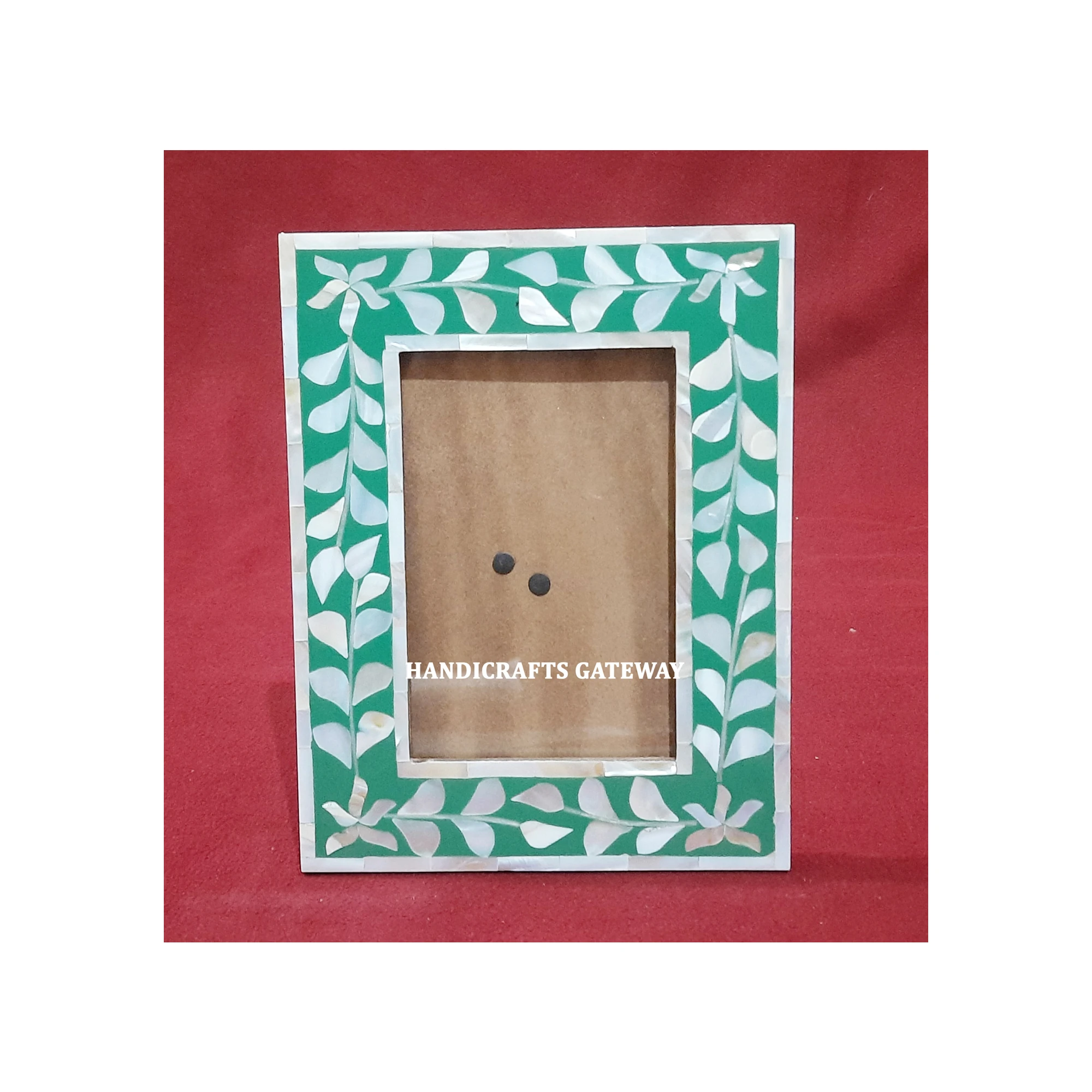 Most Beautiful New Attractive Looking Design White Mother Of Pearl Inlay Green Photo Frame For Home Decorations And Gifting