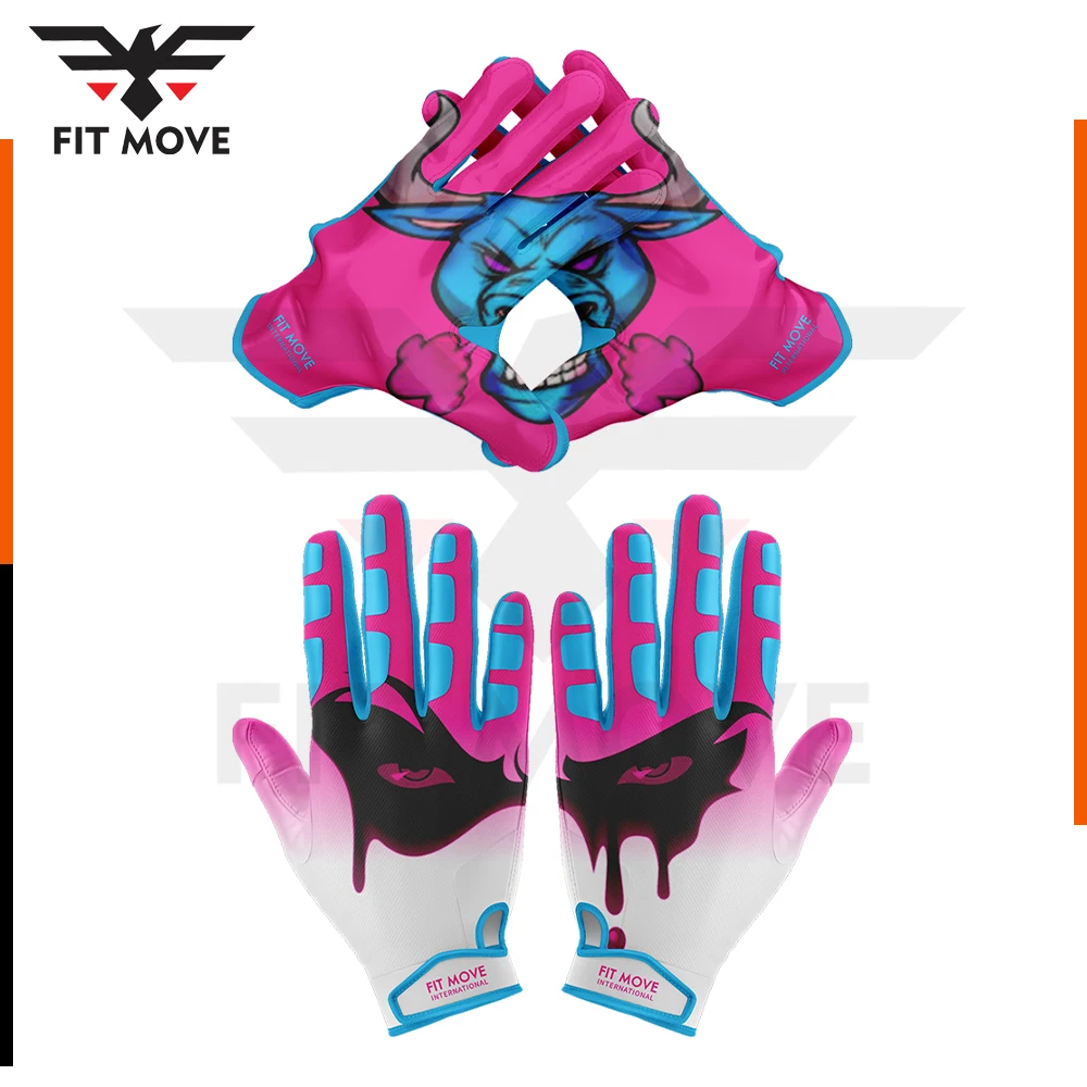 2022 October breast cancer pink American football receiver custom football gloves Custom Wholesale
