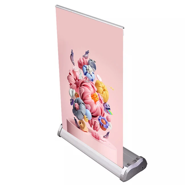 Factory Price Custom A4 Mini Table Top Roll up Display Banner Portable Aluminum Banner Stand for Advertising and Promotion