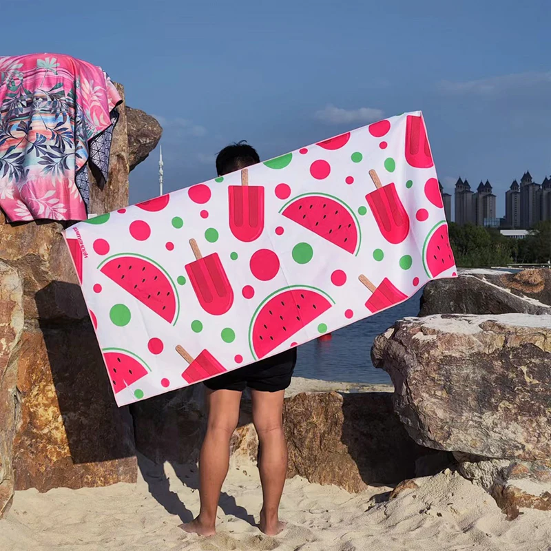 RPET Recycled Plastic Bottle Fiber Custom Design Printed Sand Free Quick Dry Microfiber Swimming Travel Beach Towel