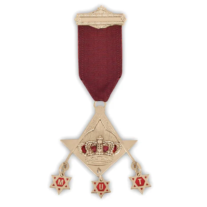 Masonic Regalia Master of Tyre Allied Masonic Degrees Breast Jewel Gold Plated With Ribbon Free Masons Accessories