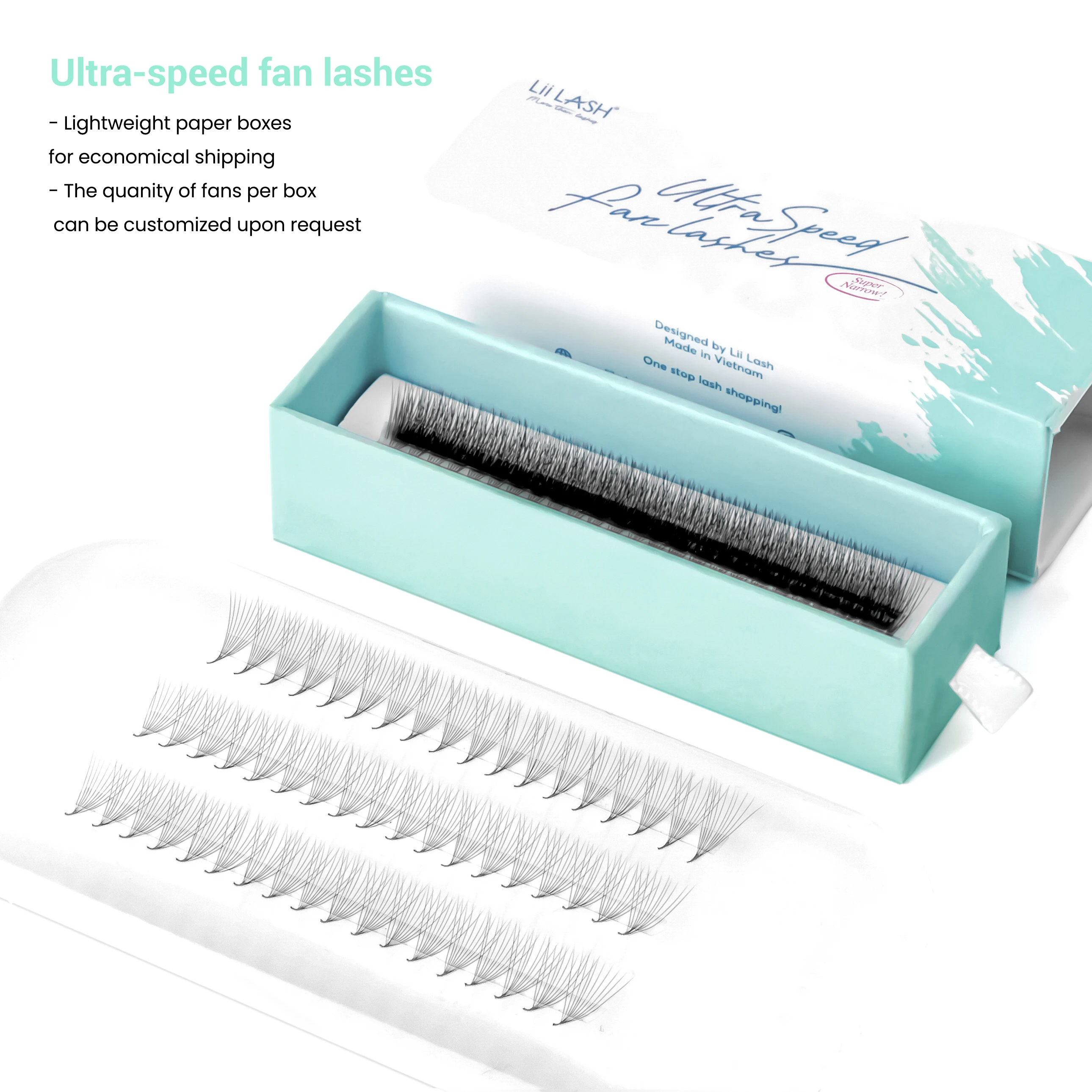 Ultra speed 6mm promade lash fans fan russian volume lashes extension tray mid stem premade lash fans wholesale