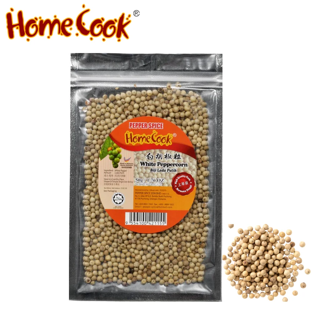 Organic Fresh Selected White Pepper Seeds Grinder 50g Low Price Clean White Pepper Berries Best Aromatic Soup Seasoning Exporter