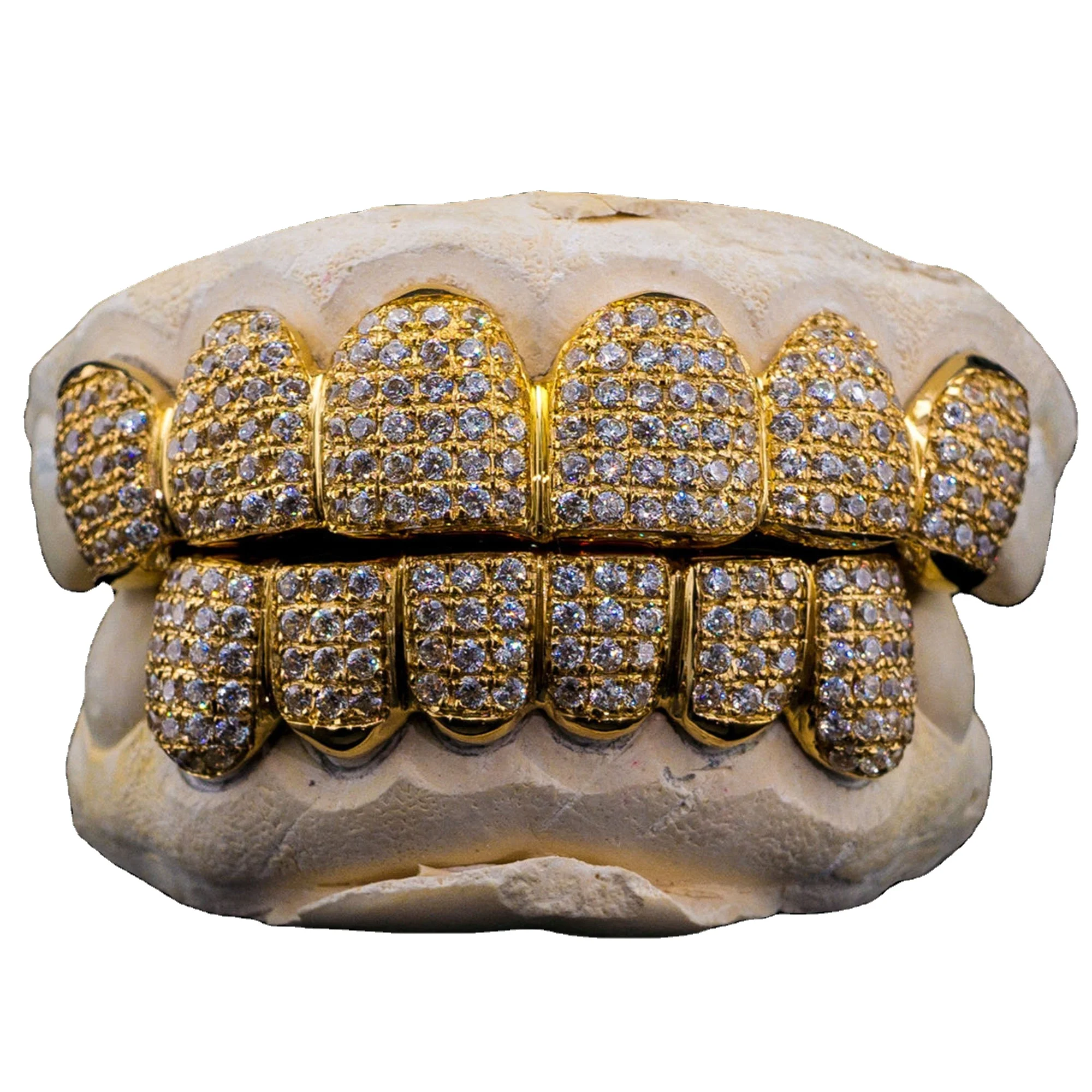 Provence custom grillz 10k solid Gold teeth grill Diamond Dust moissanite grill party gift decoration 2021 trendy style