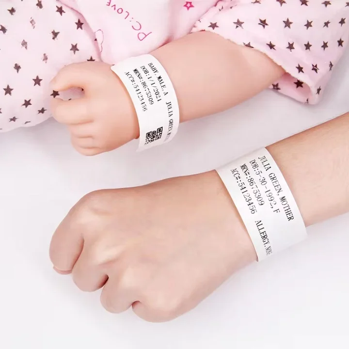 Aide Disposable Printable 	Direct Thermal Synthetic paper Wristbands Hospital Adult Baby Patient Id Wristband