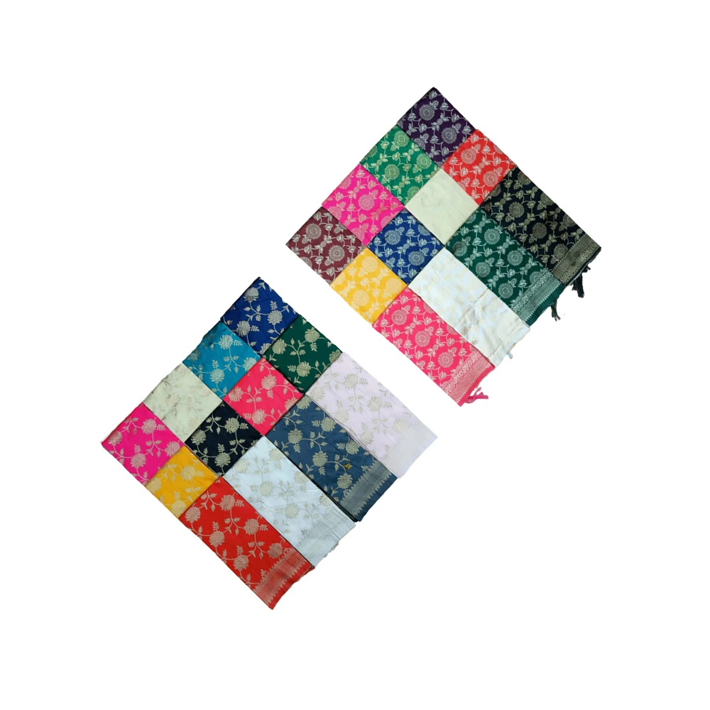 New Banarasee Silk Jari Dupatta Collection Chiffon Jari Dupatta Colorful Plain Checked Design Square Medium Summer Low Adults